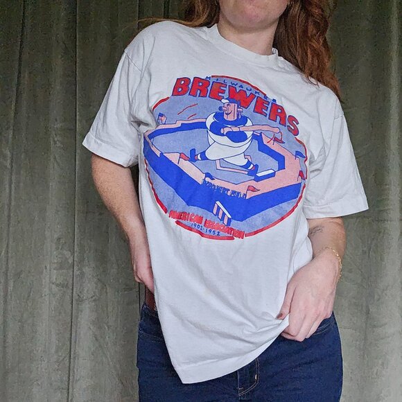 VNT Single Stitch Blokecore Dadcore MKE Brewers American Association Tshirt - Picture 1 of 11